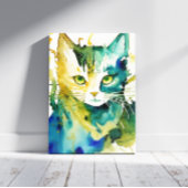 Groene kat canvas afdrukken