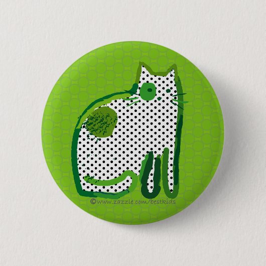 " groene kat " digitale schilderspeld ronde button 5,7 cm (Voorkant)