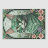 Groene kat en bloemen - Decoupage_ Tissuepapier (Voorkant)