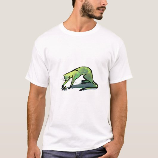 Groene kat en muis t-shirt (Voorkant)