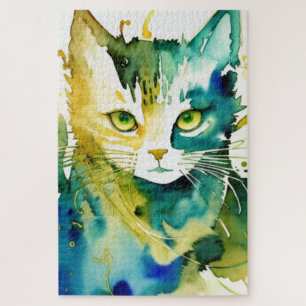 Groene Kat Jigsaw Puzzel