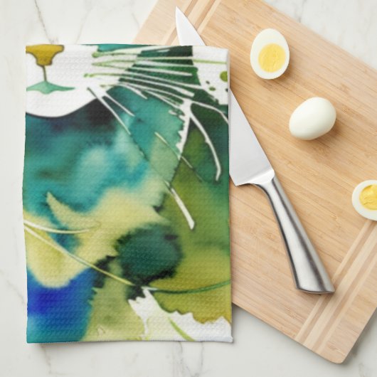 Groene Kat Keukenhanddoek (Quarter Fold)