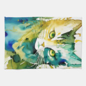 Groene Kat Keukenhanddoek (Horizontaal)