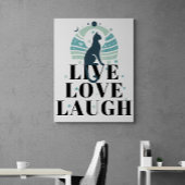 Groene kat maan en sterren live liefde lachen posi canvas afdruk