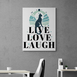 Groene kat maan en sterren live liefde lachen posi canvas afdruk