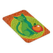 Groene kat met appel – Kleur Pop Koelkastmagneet Magneet (Rechterzijde)