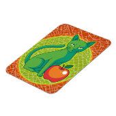 Groene kat met appel – Kleur Pop Koelkastmagneet Magneet (Linkerzijde)