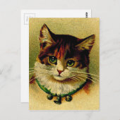 groene kat met Jingle Bells Briefkaart (Voorkant / Achterkant)