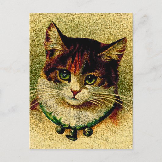 groene kat met Jingle Bells Briefkaart (Voorkant)