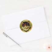 groene kat met Jingle Bells Ronde Sticker (Envelop)