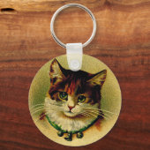  groene kat met Jingle Bells Sleutelhanger (Voorkant)
