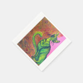 Groene kat op roze servet (Hoek)