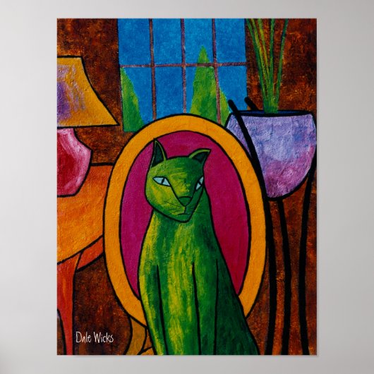 Groene kat poster (Voorkant)