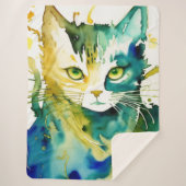 Groene kat Sherpa Deken (Voorkant)
