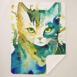 Groene kat Sherpa Deken