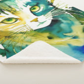 Groene kat Sherpa Deken (3/4)