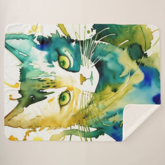 Groene kat Sherpa Deken (Voorkant (horizontaal))
