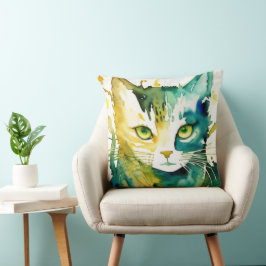 Groene Kat Sierkussen