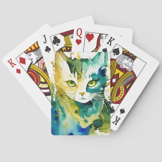 Groene Kat Spelen Kaart (Achterkant)