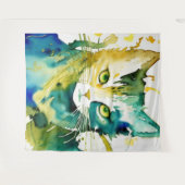 Groene Kat Tapestry Wandkleed (Voorkant (horizontaal))