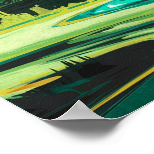 Groene kat Weird Planet Wormhole Poster Print Art (Hoek)