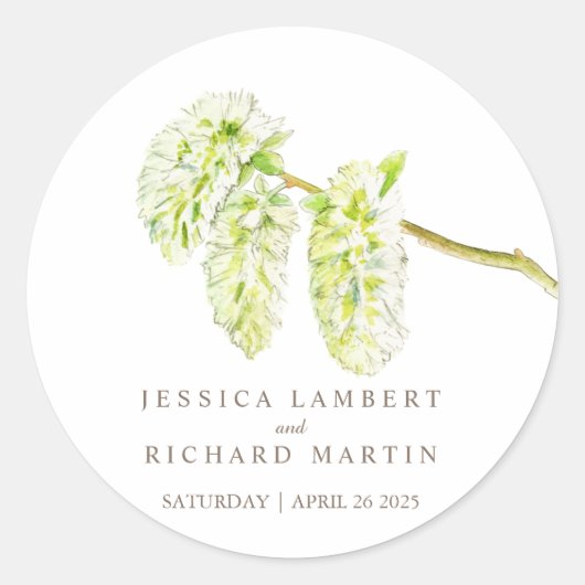 Groene katjes lente bloem bruiloft sticker (Voorkant)