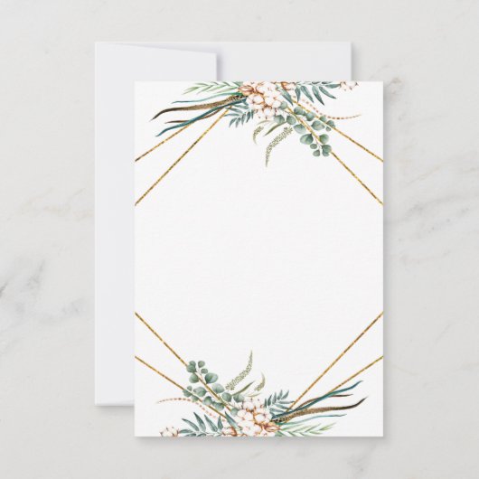 Groene Katoen Boho Glitter Huwelijk RSVP (Achterkant)