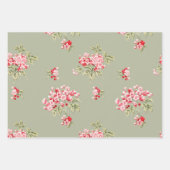 Groene Katoen  Floral Girly Inpakpapier Vel (Voorkant 2)