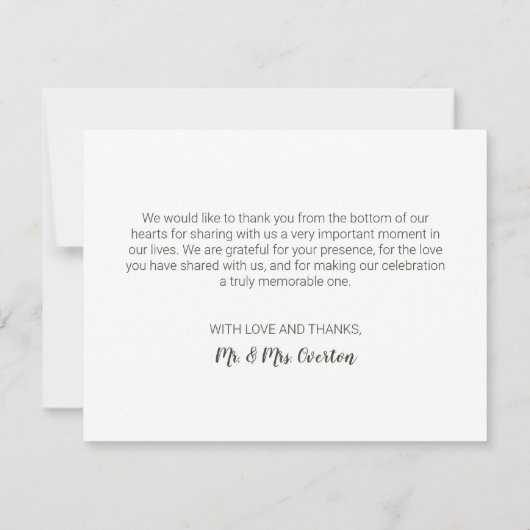 Groene katoendraan Botanische Land Tuin Bedankkaart (Achterkant)