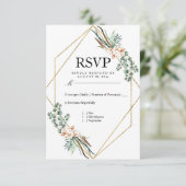 Groene Katoenen Boho Glitter Bruiloft RSVP (Staand voorkant)