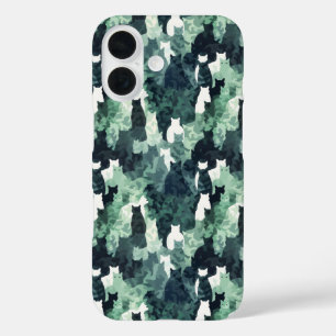 Groene katten camouflage patroon iPhone 16 hoesje