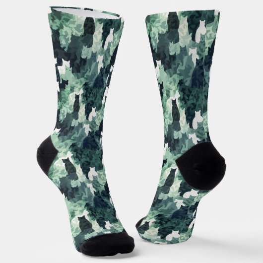 Groene katten camouflagepatroon sokken (Gebogen)