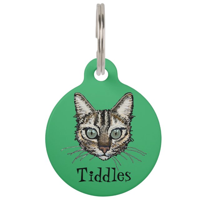 Groene katten ID-label Huisdierpenning (Voorkant)