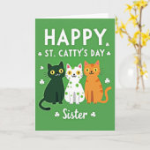 Groene Katten Klaverzusters Kaart (Gele Bloem)