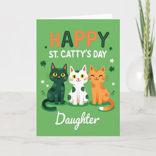 Groene Katten Patroon Dochter Kaart (Voorkant)