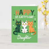 Groene Katten Patroon Dochter Kaart (Gele Bloem)