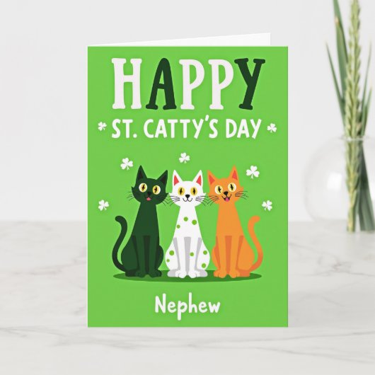 Groene Katten Shamrocks Happy Kaart (Voorkant)