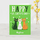Groene Katten Shamrocks Happy Kaart (Gele Bloem)