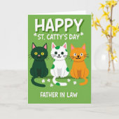 Groene katten Shamrocks Vader In Law Kaart (Gele Bloem)