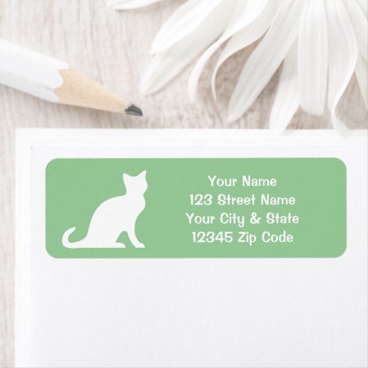 Groene kattenlabels met aangepast retouradres etiket (Insitu)