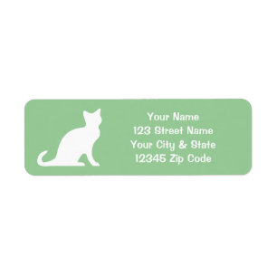 Groene kattenlabels met aangepast retouradres etiket