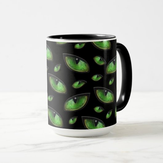 Groene kattenogen, koffie-Mok Mok (Voorkant rechts)