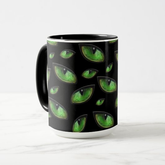 Groene kattenogen, koffie-Mok Mok (Voorkant links)
