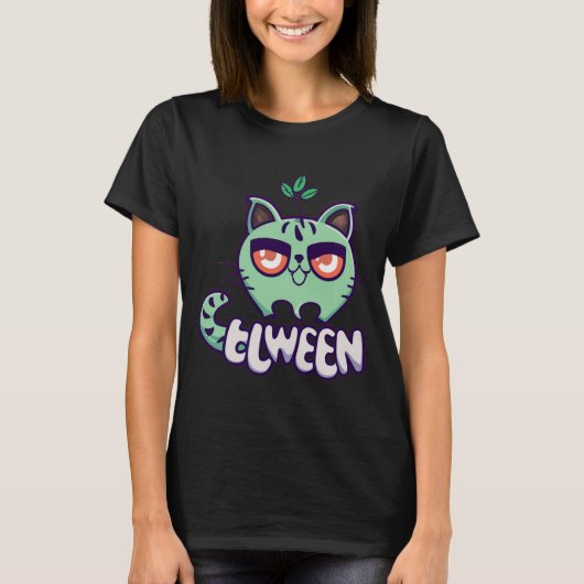 groene kattenspruit t-shirt (Voorkant)