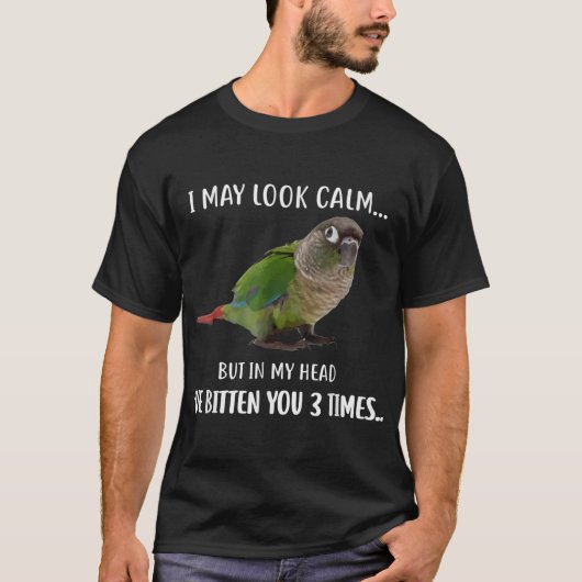 Groene kauwgeest TShirt ik kan er Calm Conure S ui (Voorkant)