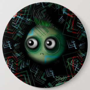 Groene Kawaii Monster Ronde Button 6,0 Cm