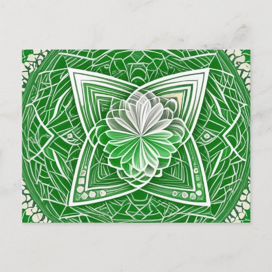 Groene Keltische Bloem Hart Chakra Heilige Geometr Briefkaart (Voorkant)