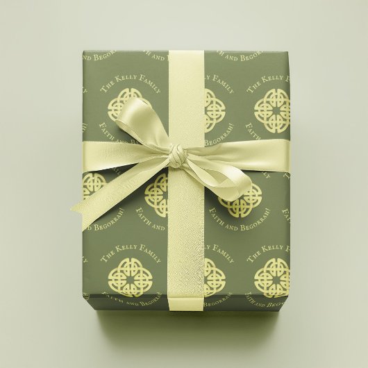 Groene Keltische Cross Classic Custom Cadeaupapier