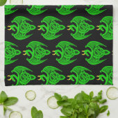 Groene Keltische Dragon Keukenhanddoek (Gevouwen)