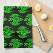 Groene Keltische Dragon Keukenhanddoek (Quarter Fold)